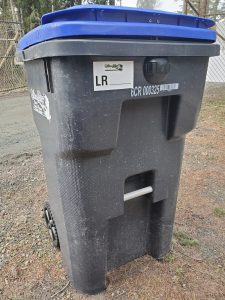 Cultus Lake blue waste bin